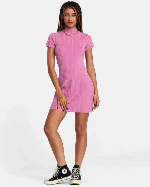 Rvca Jones Sweater Dress Meta Pink Women Dresses and Rompers