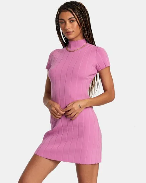 Rvca Jones Sweater Dress Meta Pink Women Dresses and Rompers