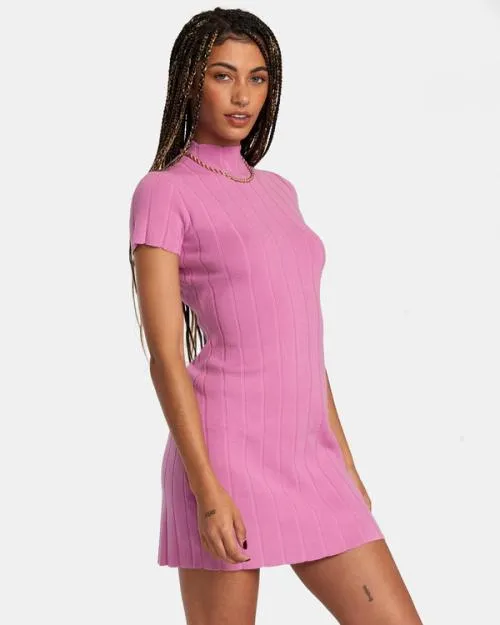 Rvca Jones Sweater Dress Meta Pink Women Dresses and Rompers