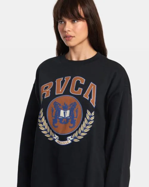 Rvca Letterman Sweatshirt Rvca Black Women Hoodies and Fleece