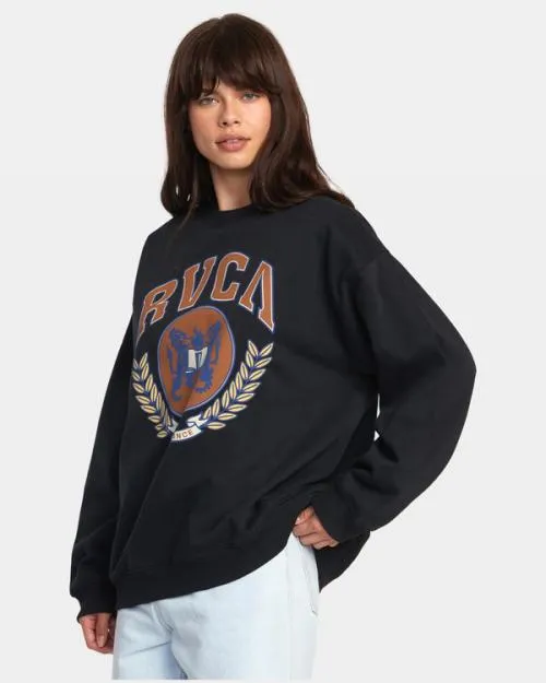 Rvca Letterman Sweatshirt Rvca Black Women Hoodies and Fleece