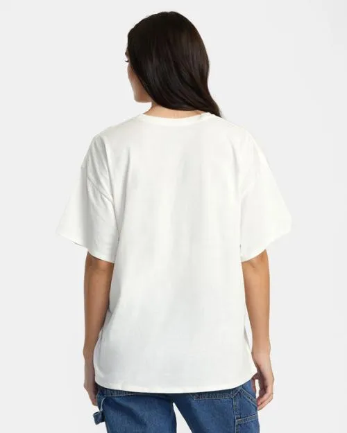 Rvca Letterman TShirt Vintage White Women Tees and Tanks