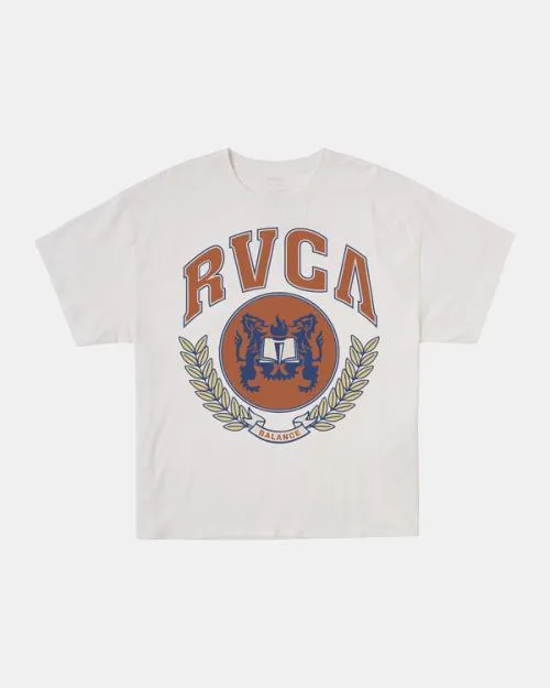 Rvca Letterman TShirt Vintage White Women Tees and Tanks