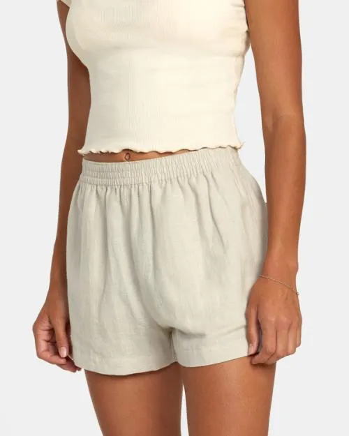 Rvca Linen Sawyer Elastic Waist Shorts Chalk Women Shorts and Skirts