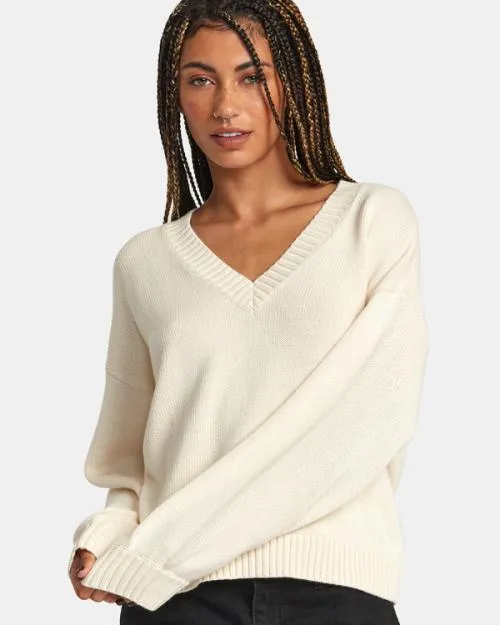 Rvca Long Distance Sweater Latte Women Sweaters