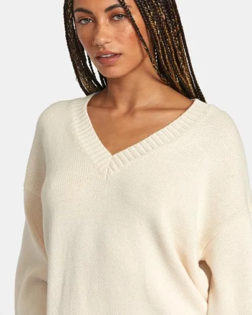 Rvca Long Distance Sweater Latte Women Sweaters