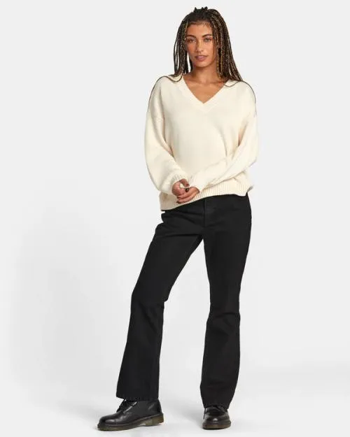 Rvca Long Distance Sweater Latte Women Sweaters