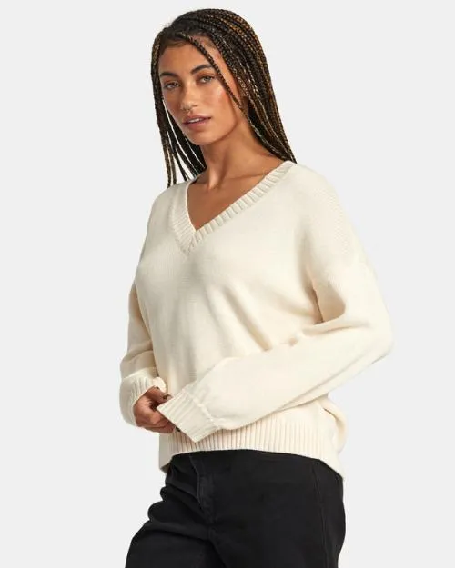 Rvca Long Distance Sweater Latte Women Sweaters