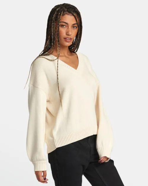 Rvca Long Distance Sweater Latte Women Sweaters