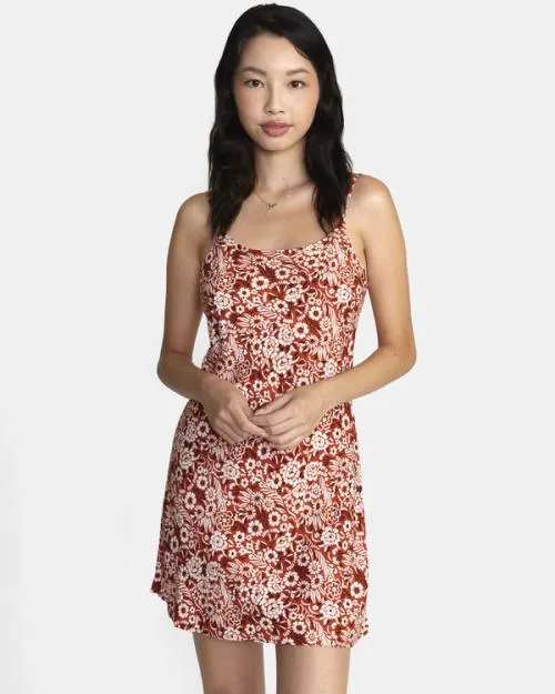 Rvca Macarthur Midi Dress Cinnamon Women Dresses and Rompers