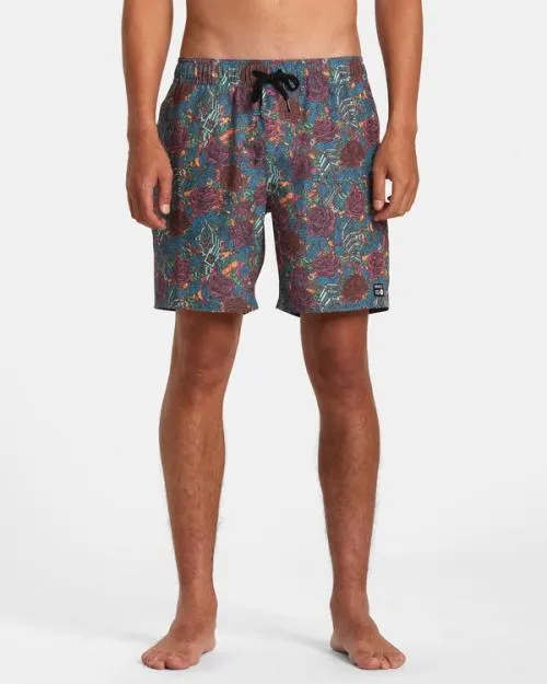 Rvca Martin Ander Elastic Waist Boardshorts 17034 Multi Men Boardshorts