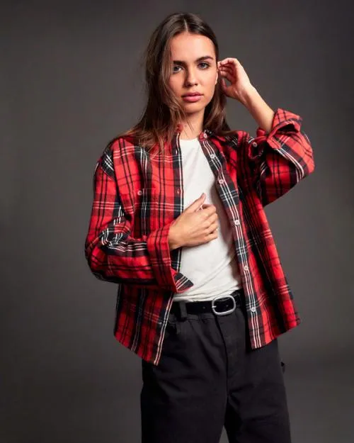 Rvca Notorious Long Sleeve Flannel Shirt Chrysanthemum Women Tops