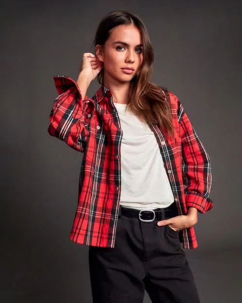 Rvca Notorious Long Sleeve Flannel Shirt Chrysanthemum Women Tops