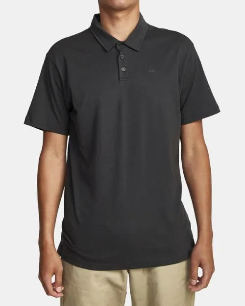 Rvca PTC Pigment Polo Shirt Black Men Short Sleeves