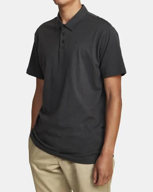 Rvca PTC Pigment Polo Shirt Black Men Short Sleeves