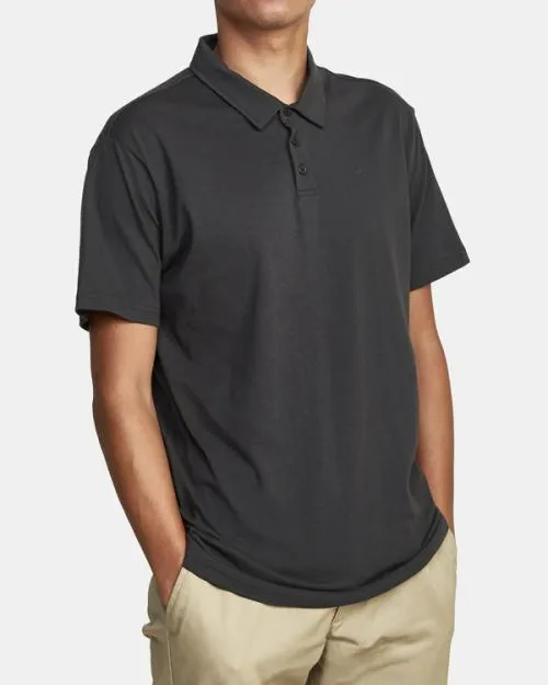 Rvca PTC Pigment Polo Shirt Black Men Short Sleeves