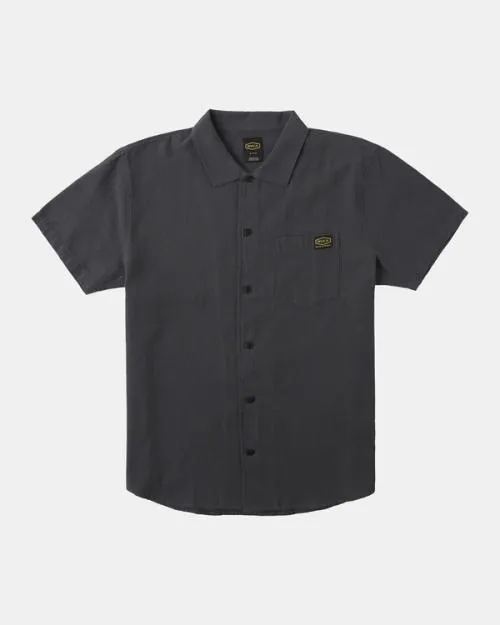 Rvca Recession Collection Day Shift Short Sleeve Shirt Garage Blue Men Shirts and Flannels