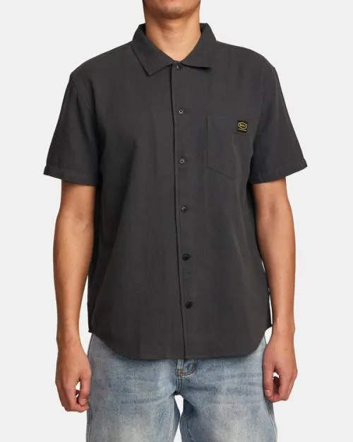 Rvca Recession Collection Day Shift Short Sleeve Shirt Garage Blue Men Shirts and Flannels