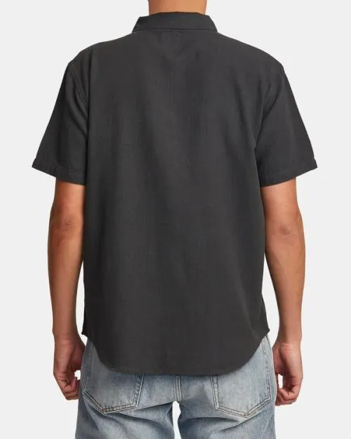 Rvca Recession Collection Day Shift Short Sleeve Shirt Garage Blue Men Shirts and Flannels