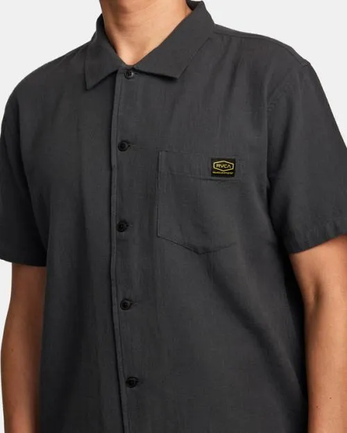 Rvca Recession Collection Day Shift Short Sleeve Shirt Garage Blue Men Shirts and Flannels