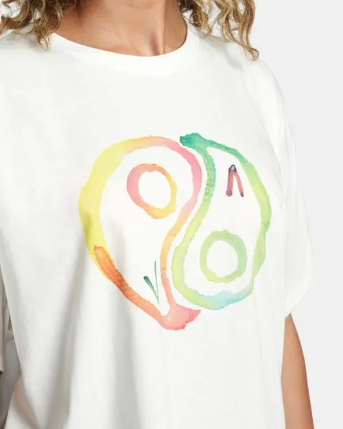 Rvca Rose Machado Yin Yang Tee Vintage White WomenMen Short Sleeves
