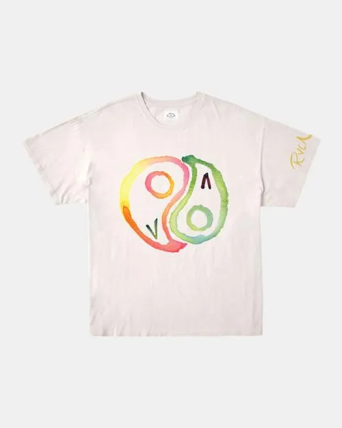 Rvca Rose Machado Yin Yang Tee Vintage White WomenMen Short Sleeves