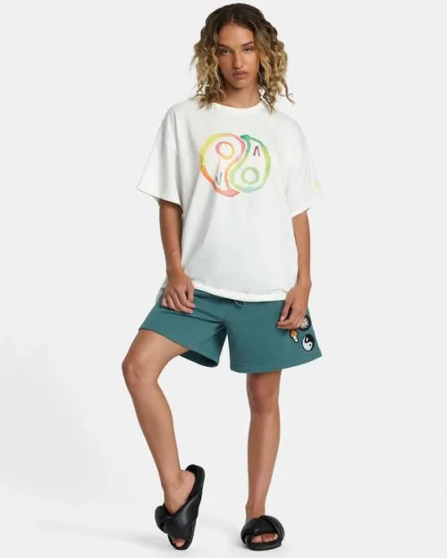 Rvca Rose Machado Yin Yang Tee Vintage White WomenMen Short Sleeves