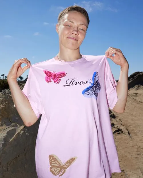 Rvca Rose Namajunas Wings Tee Petal Women Tees and Tanks