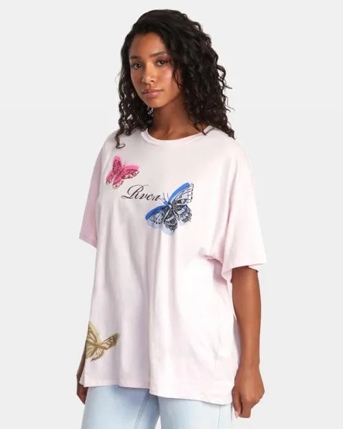 Rvca Rose Namajunas Wings Tee Petal Women Tees and Tanks