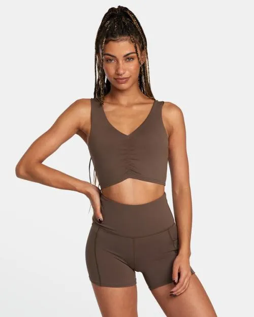 Rvca Seniesa Superbad Medium Support Sports Bra Major Brown SportWomen Tops