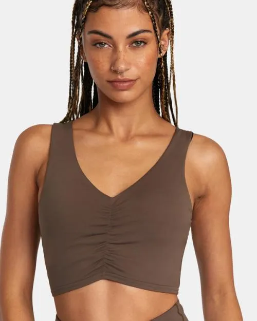 Rvca Seniesa Superbad Medium Support Sports Bra Major Brown SportWomen Tops