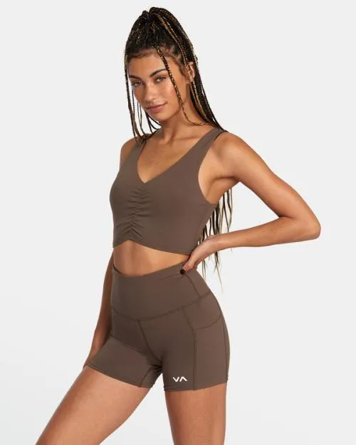 Rvca Seniesa Superbad Medium Support Sports Bra Major Brown SportWomen Tops