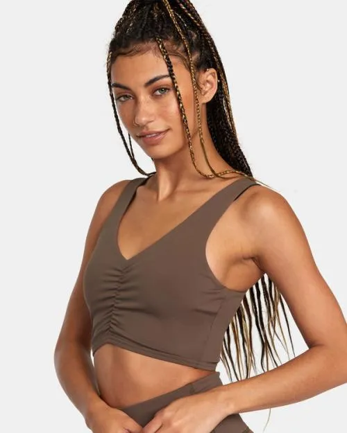 Rvca Seniesa Superbad Medium Support Sports Bra Major Brown SportWomen Tops