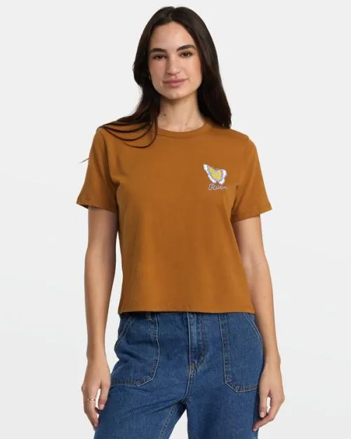 Rvca So Fly TShirt Workwear Brown Women Tees and Tanks