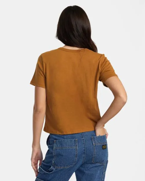 Rvca So Fly TShirt Workwear Brown Women Tees and Tanks
