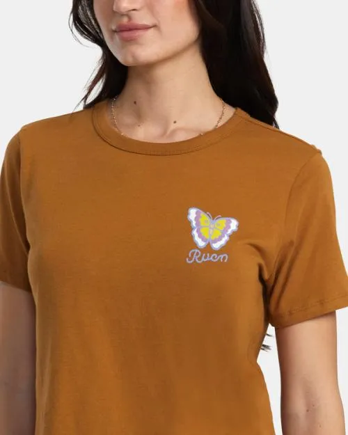 Rvca So Fly TShirt Workwear Brown Women Tees and Tanks