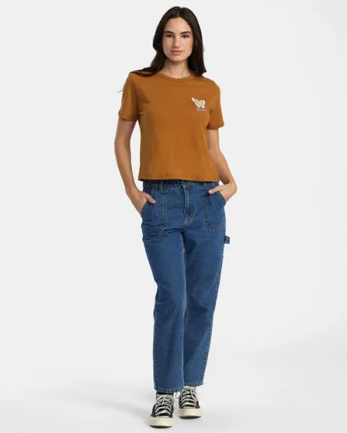 Rvca So Fly TShirt Workwear Brown Women Tees and Tanks