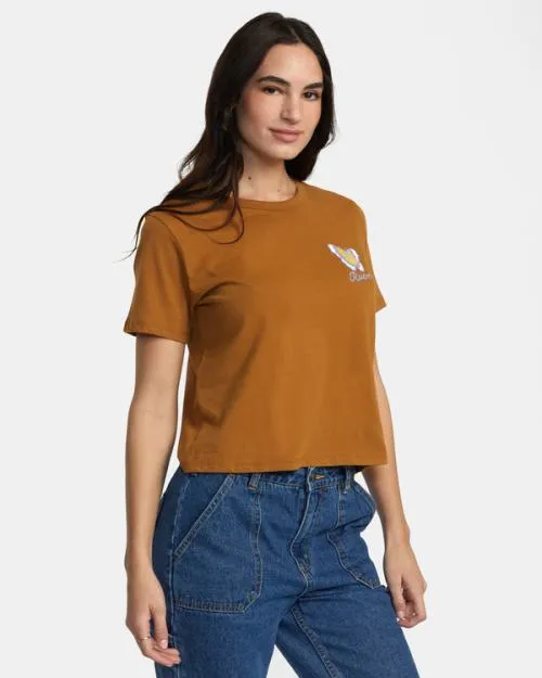 Rvca So Fly TShirt Workwear Brown Women Tees and Tanks