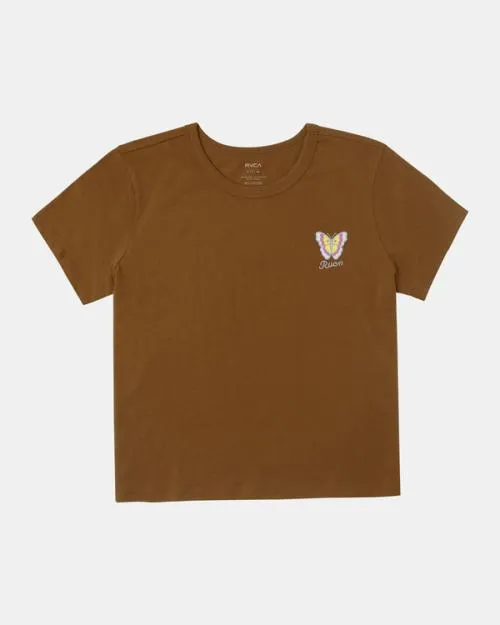 Rvca So Fly TShirt Workwear Brown Women Tees and Tanks