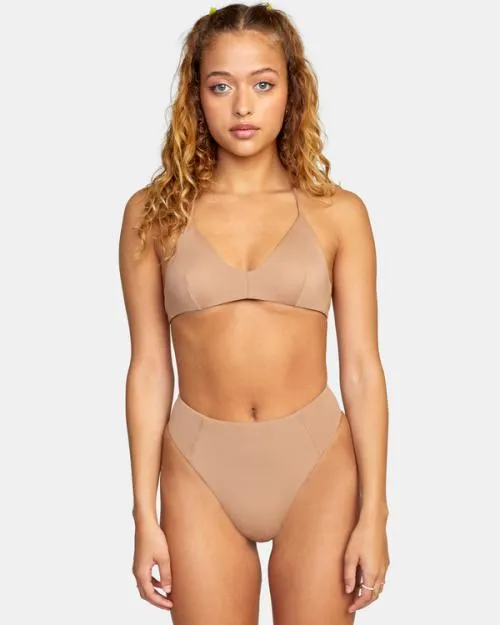 Rvca Solid Crossback Bikini Top Wood Women Bikini Tops