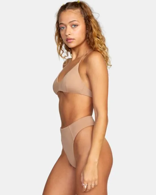 Rvca Solid Crossback Bikini Top Wood Women Bikini Tops