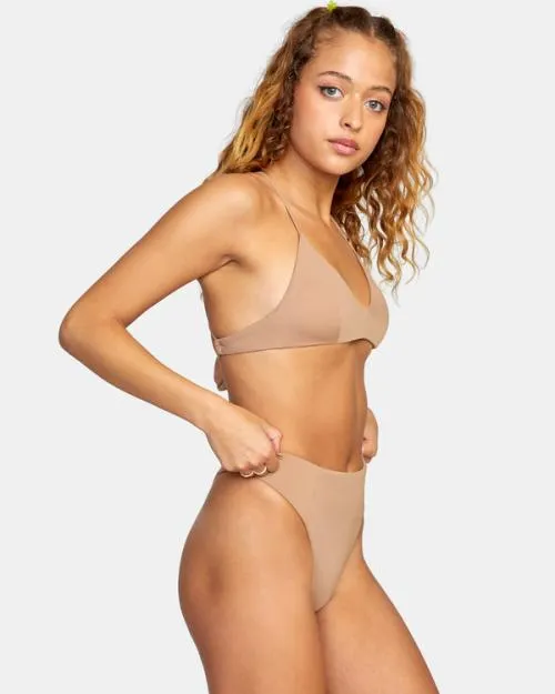 Rvca Solid Crossback Bikini Top Wood Women Bikini Tops