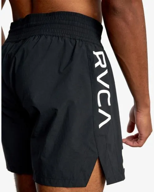 Rvca Spartan Elastic Waist Training Shorts 17034 Black Men Athletic Shorts