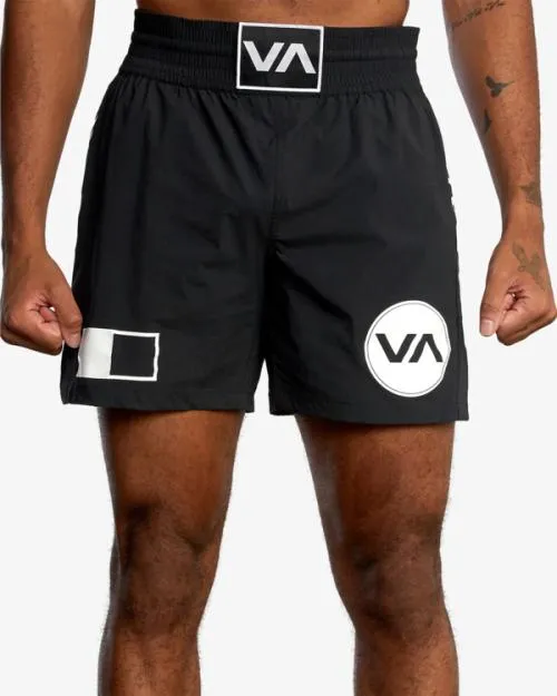 Rvca Spartan Elastic Waist Training Shorts 17034 Black Men Athletic Shorts