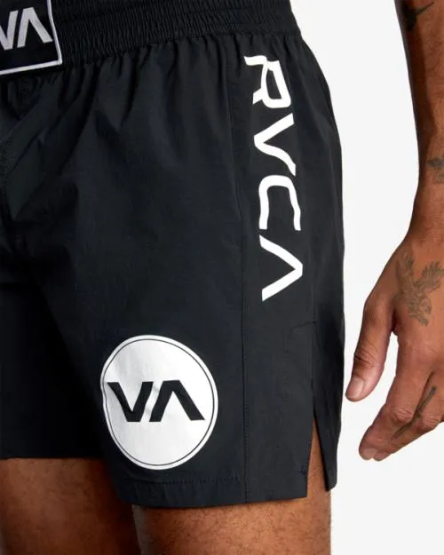 Rvca Spartan Elastic Waist Training Shorts 17034 Black Men Athletic Shorts