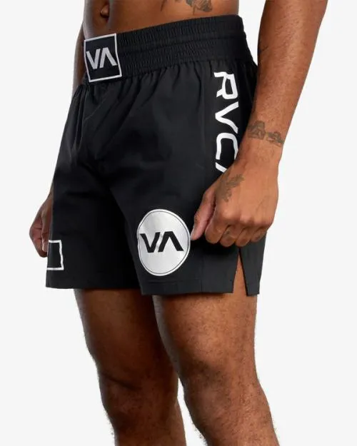 Rvca Spartan Elastic Waist Training Shorts 17034 Black Men Athletic Shorts