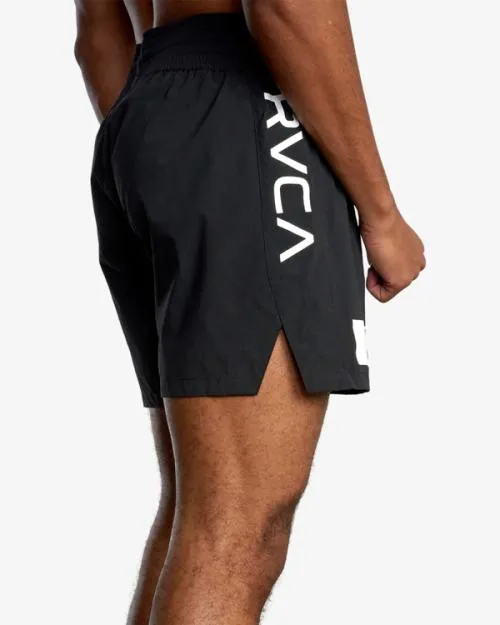 Rvca Spartan Elastic Waist Training Shorts 17034 Black Men Athletic Shorts