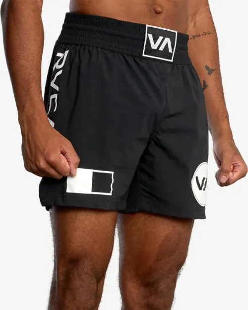 Rvca Spartan Elastic Waist Training Shorts 17034 Black Men Athletic Shorts