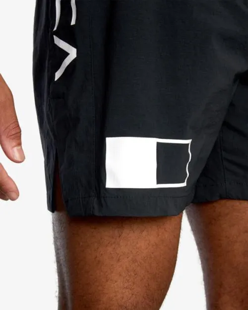 Rvca Spartan Elastic Waist Training Shorts 17034 Black Men Athletic Shorts