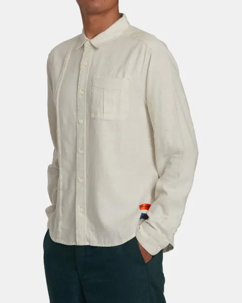 Rvca Spun Spirit Studio Long Sleeve Shirt Natural WomenMen Tops